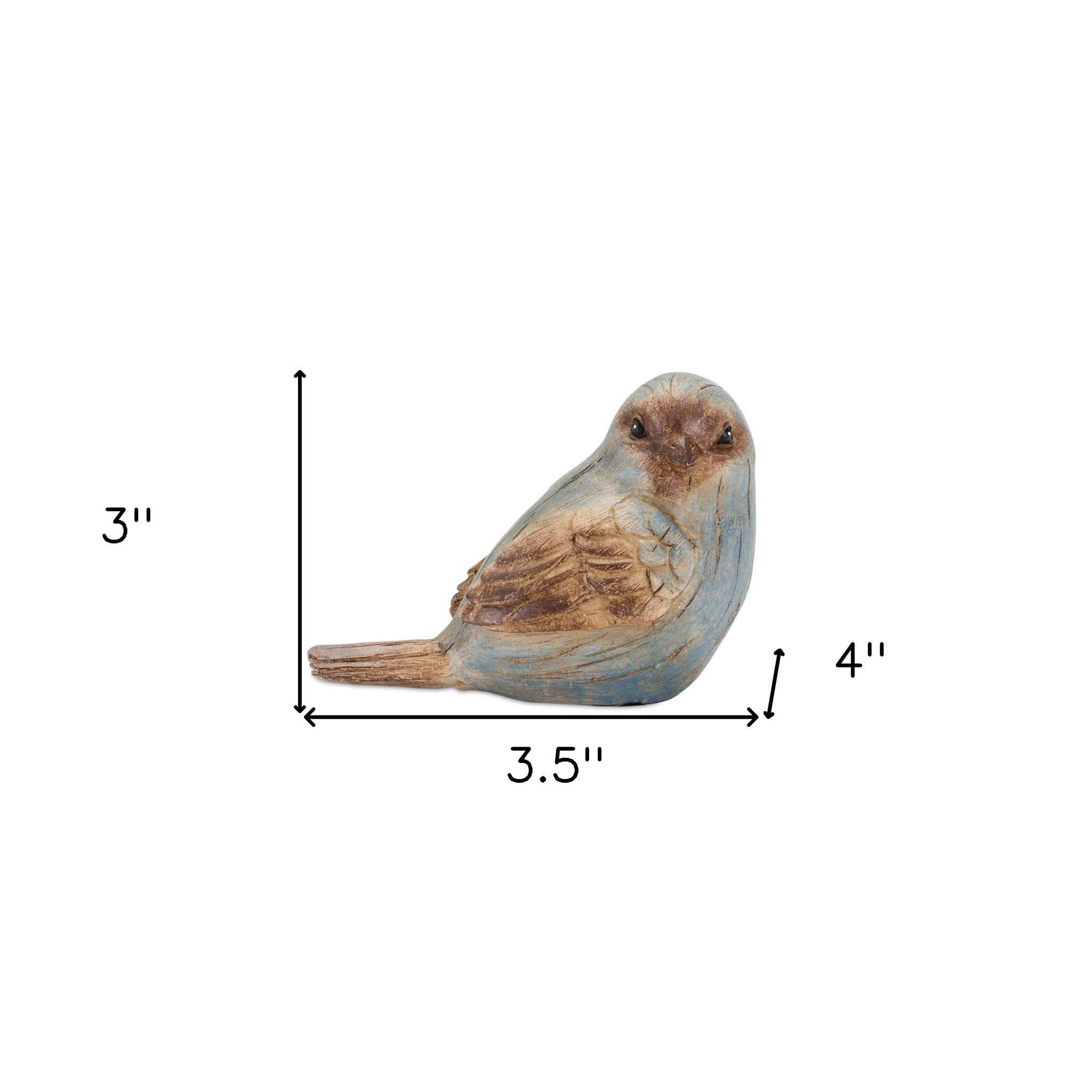 Set Of Six 3" Blue and Brown Polyresin Bird Bird Figurine