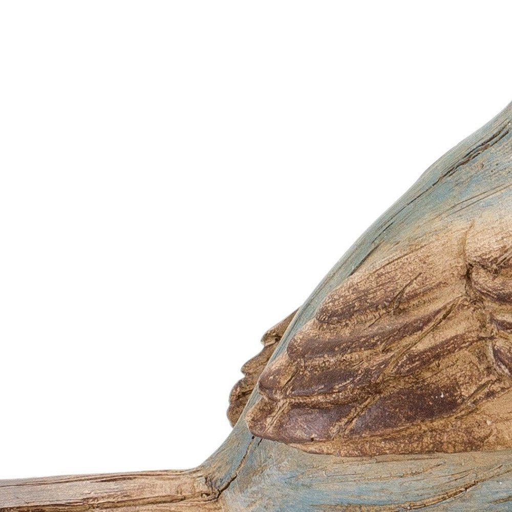 Set of Six 3" Blue And Brown Polyresin Bird Figurine Tabletop Sculpture