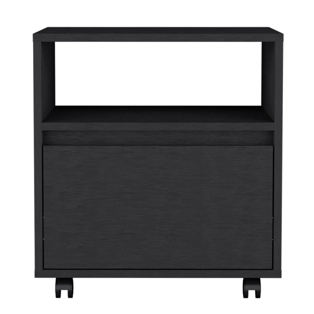 21" White Wood One Drawer Rolling Nightstand