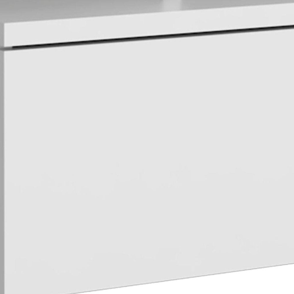 14" White Wood One Drawer Floating Nightstand