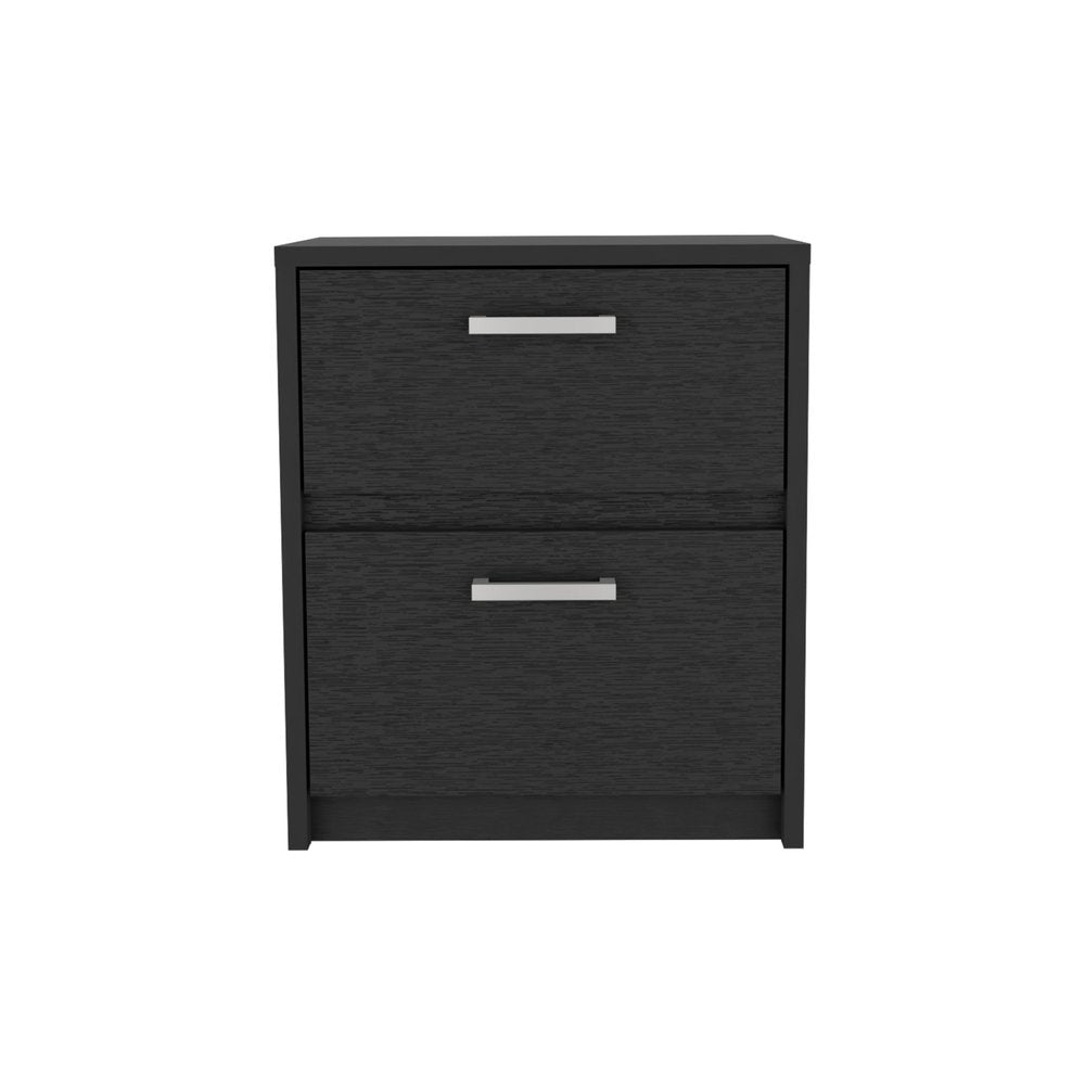19" White Wood Two Drawer Nightstand