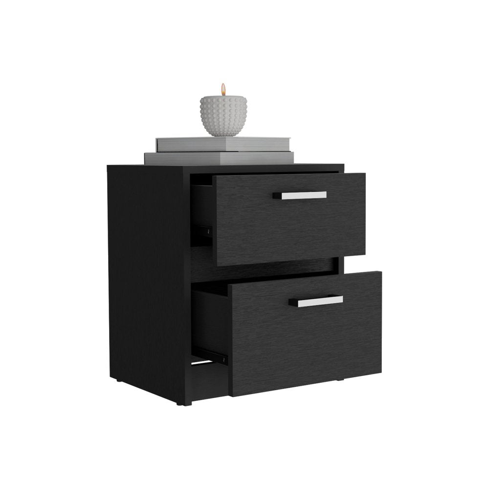 19" White Wood Two Drawer Nightstand