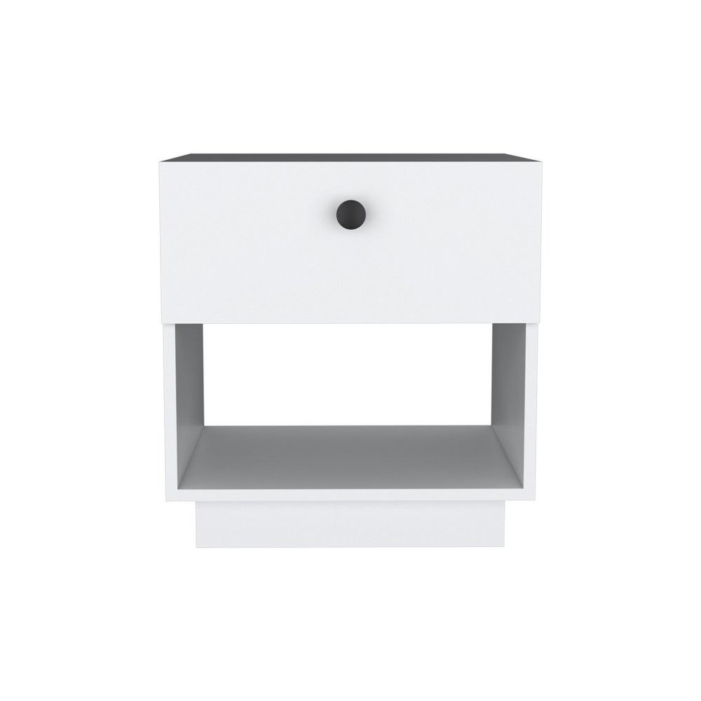 20" White Wood One Drawer Nightstand