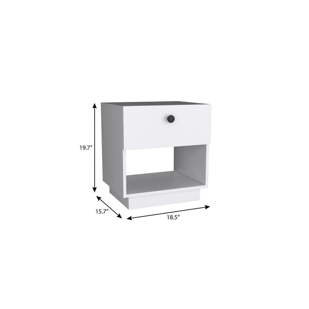 20" White Wood One Drawer Nightstand