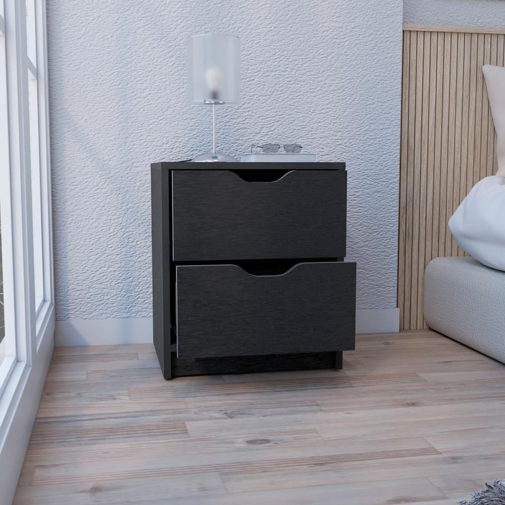 19" White Wood Two Drawer Nightstand