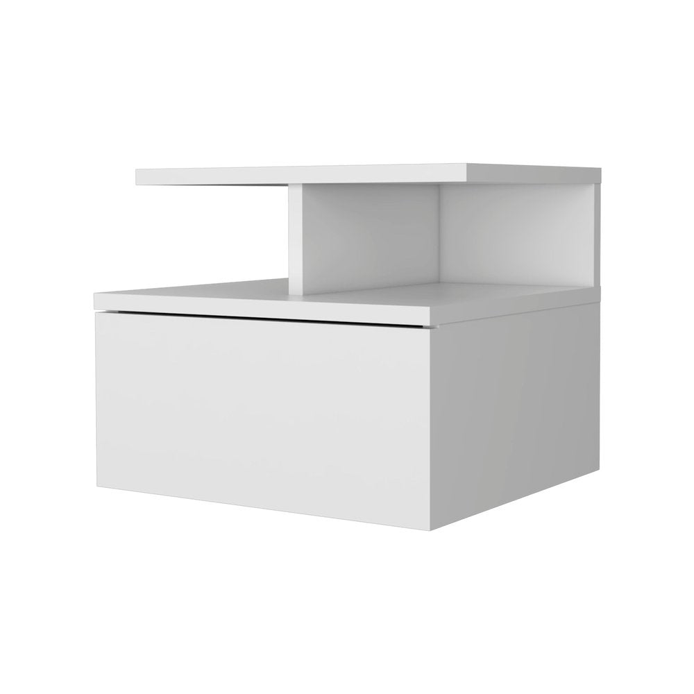 12" Wood One Drawer Floating Nightstand