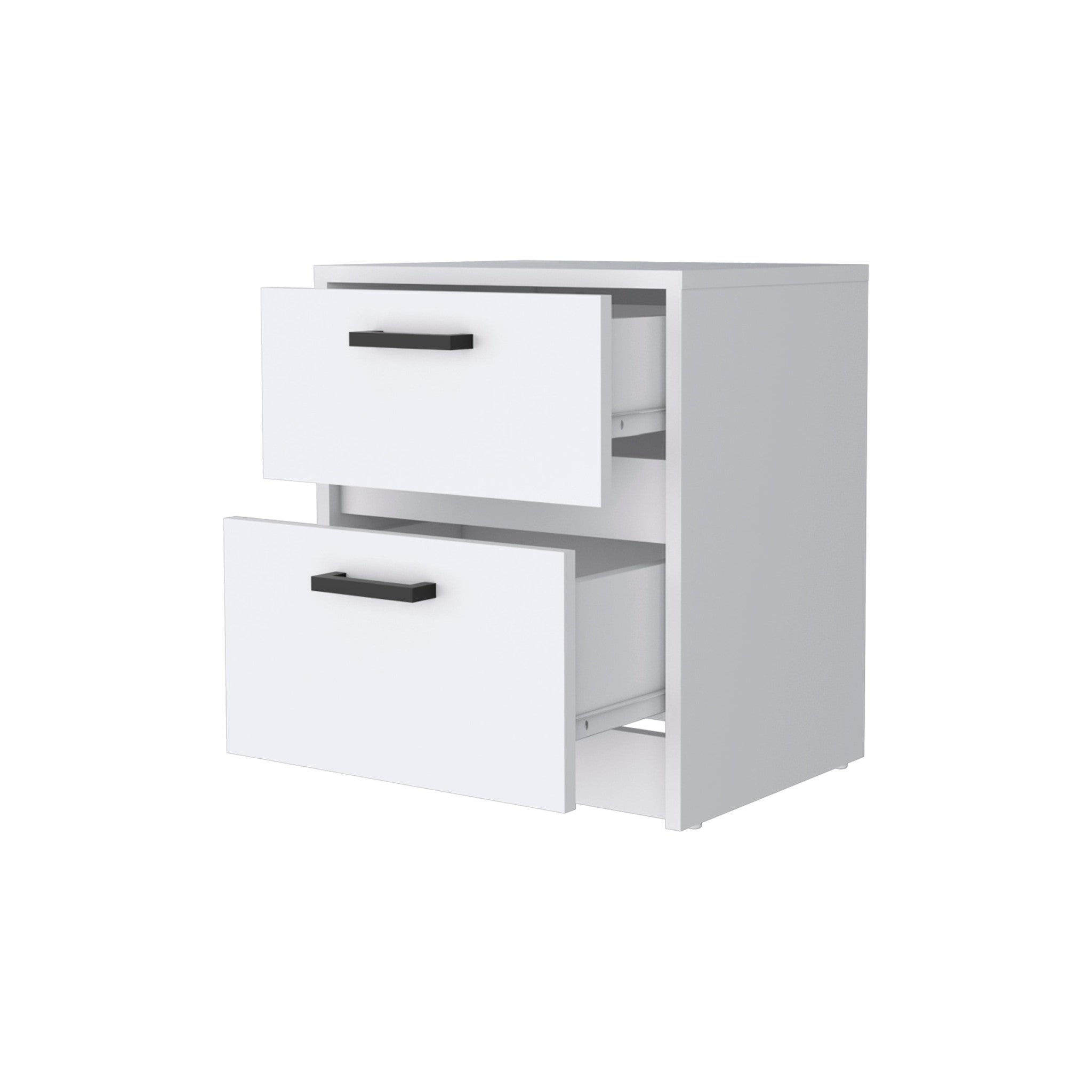 19" White Two Drawer Nightstand With Integrated Tech