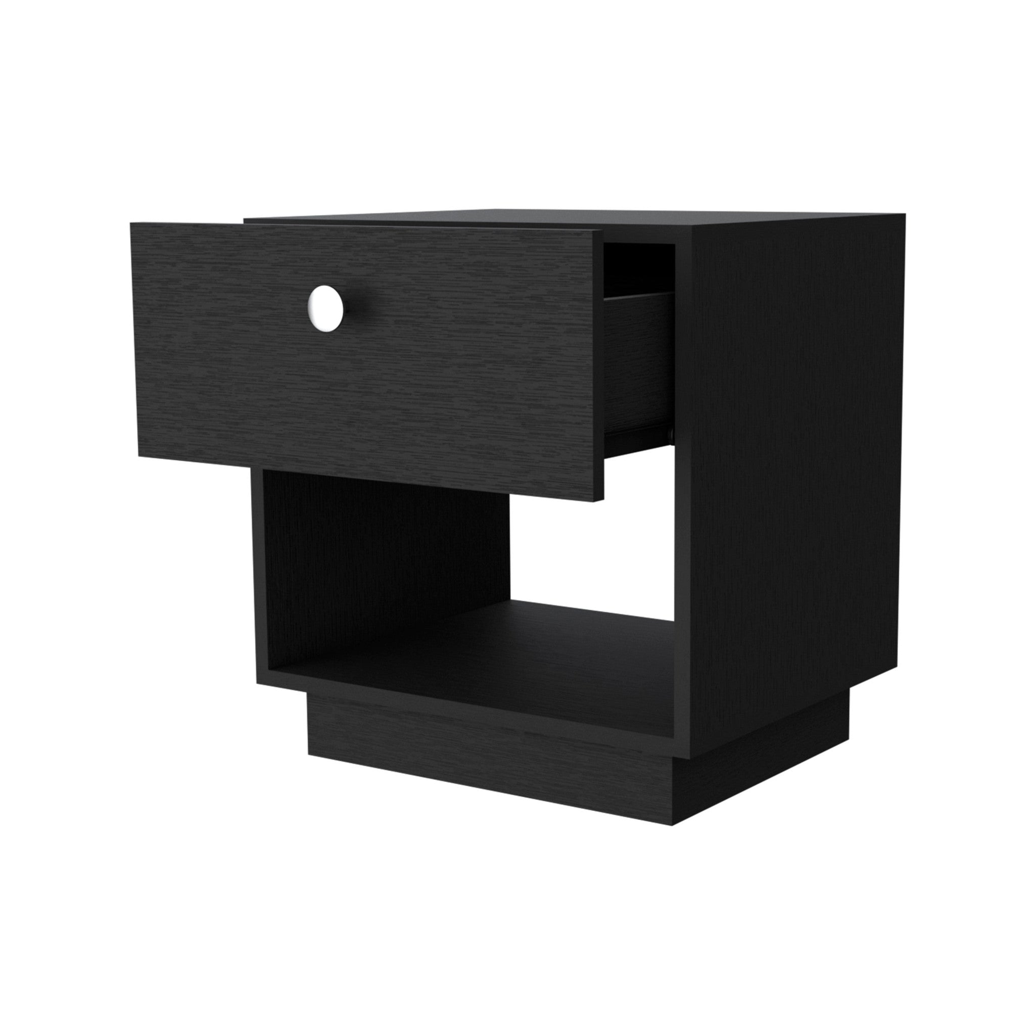 20" Black One Drawer Nightstand With Integrated Tech