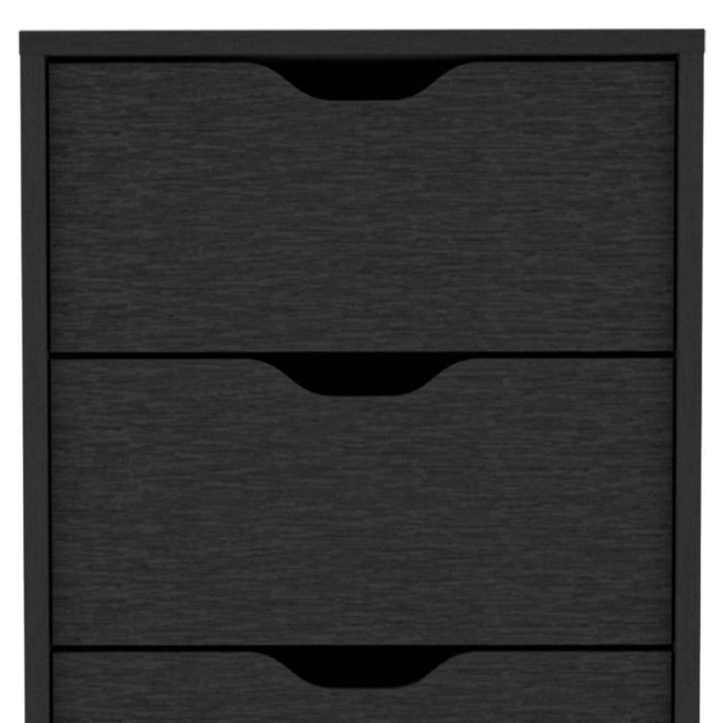 18" Black Charcoal Manufactured Wood Five Drawer Tall and Narrow Dresser
