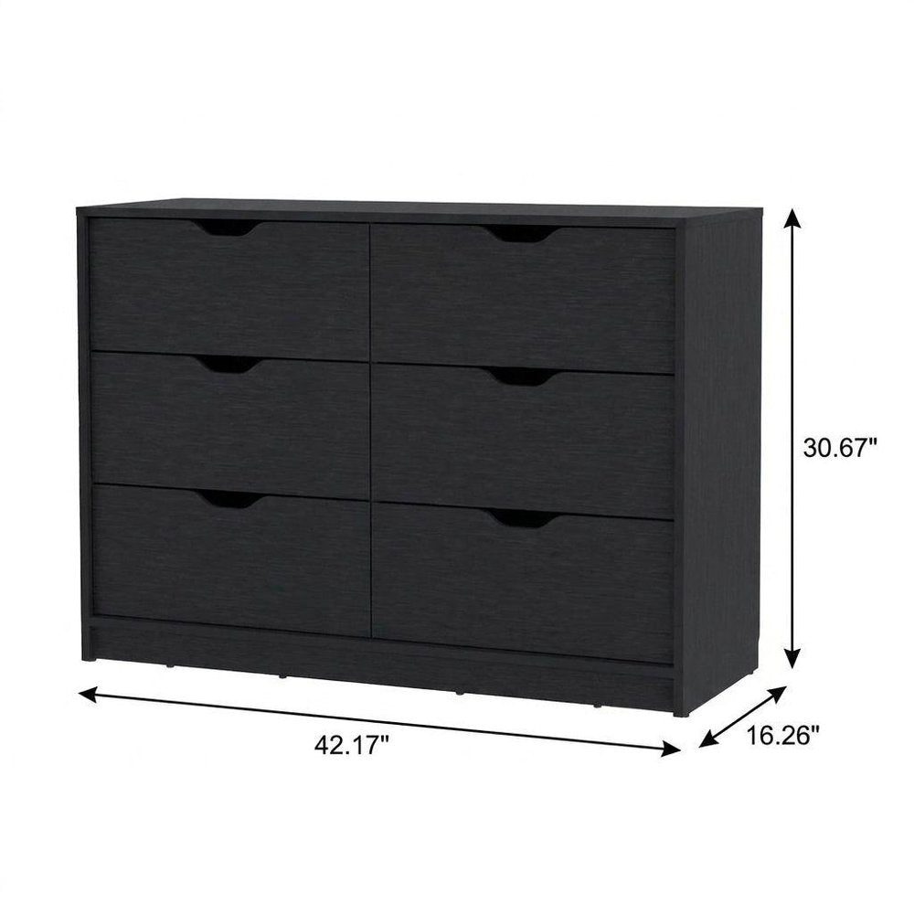42" White Wood Four Drawer Double Dresser