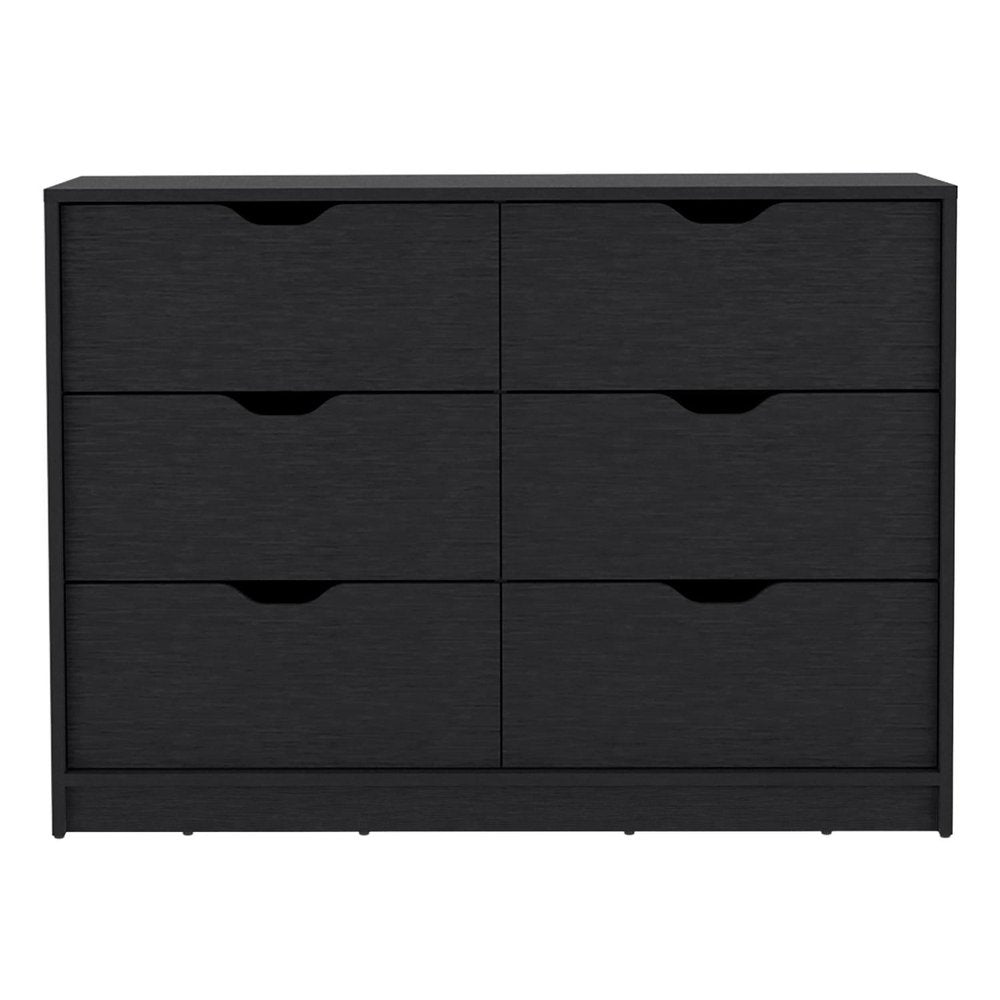 42" White Wood Four Drawer Double Dresser