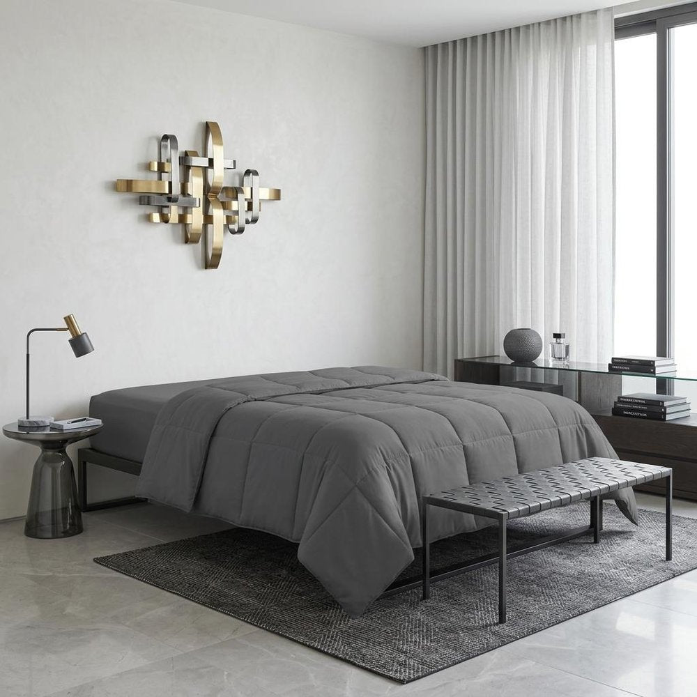 Gray Queen Microfiber Washable Microfiber Down Alternative Comforter