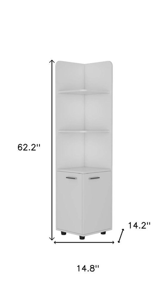 15" Black And White Accent Cabinet With Four Shelves