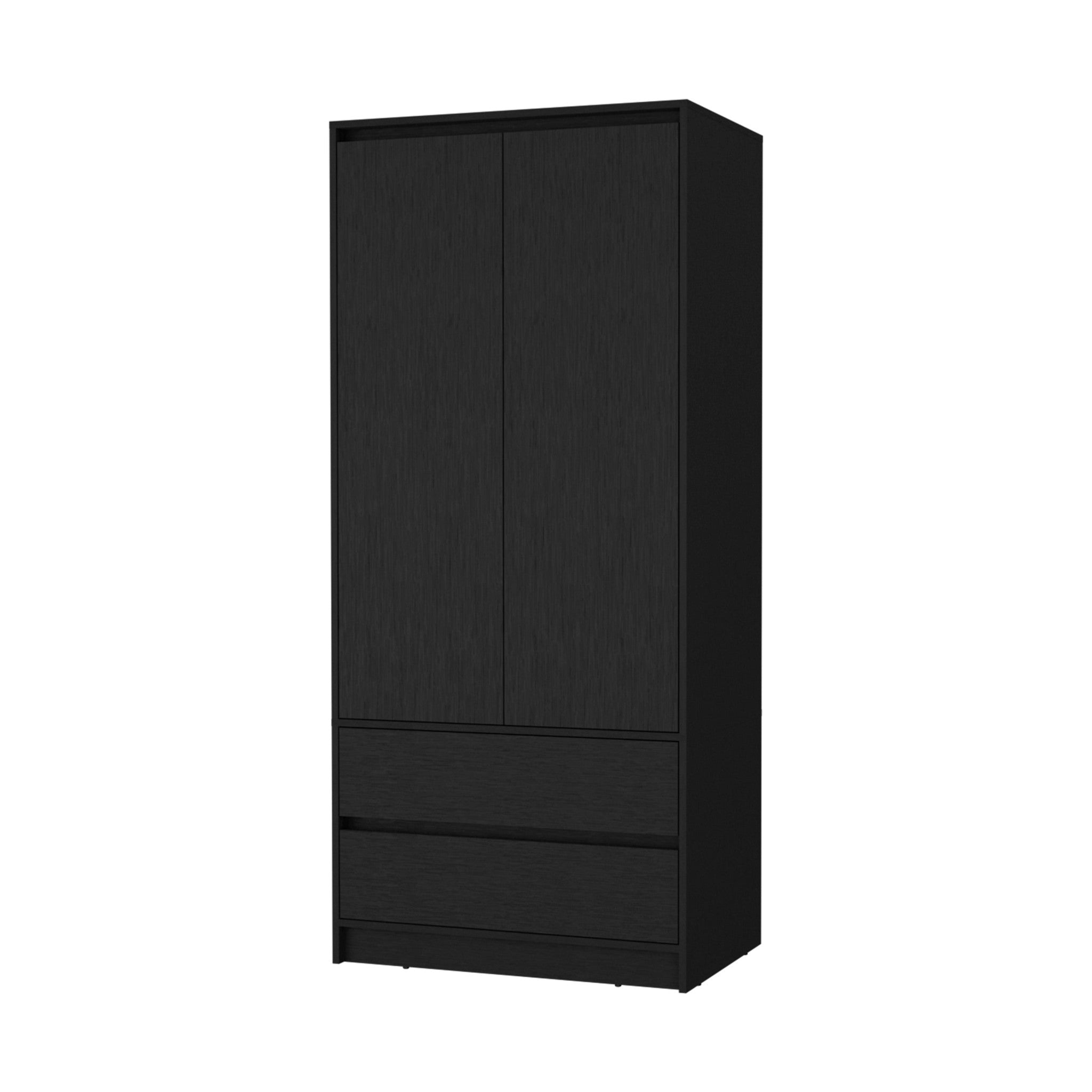 32" Black Accent Cabinet Soft Close With Multiple Shelves And Three Drawers