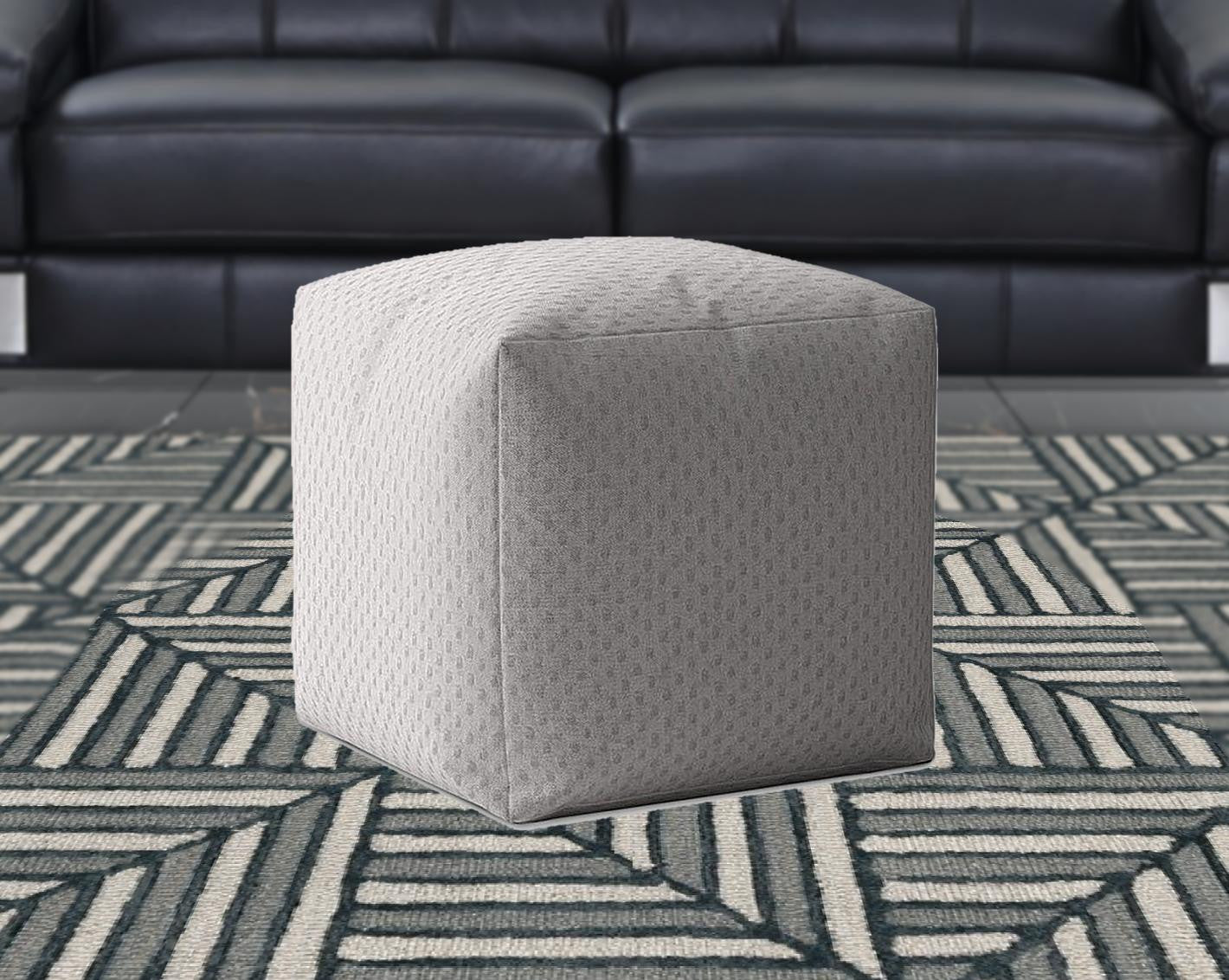 17" Gray Polyester Pouf Ottoman