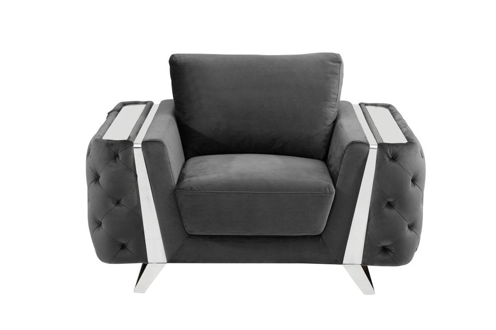 50" Beige And Gold Velvet Tufted Club Chair