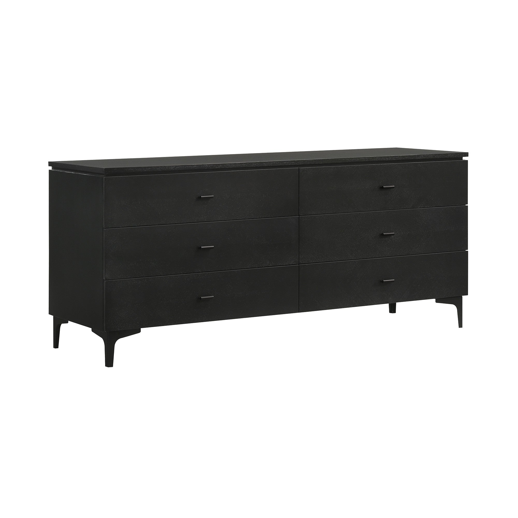 63" Black Six Drawer Double Dresser