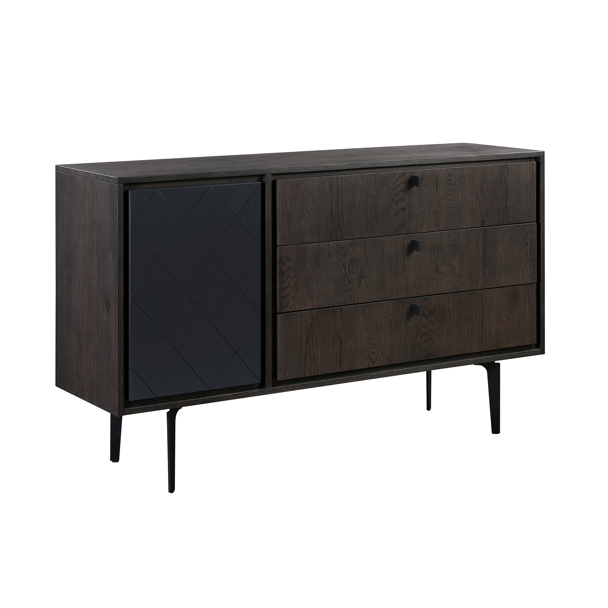 63" Gray Solid Wood Three Drawer Dresser