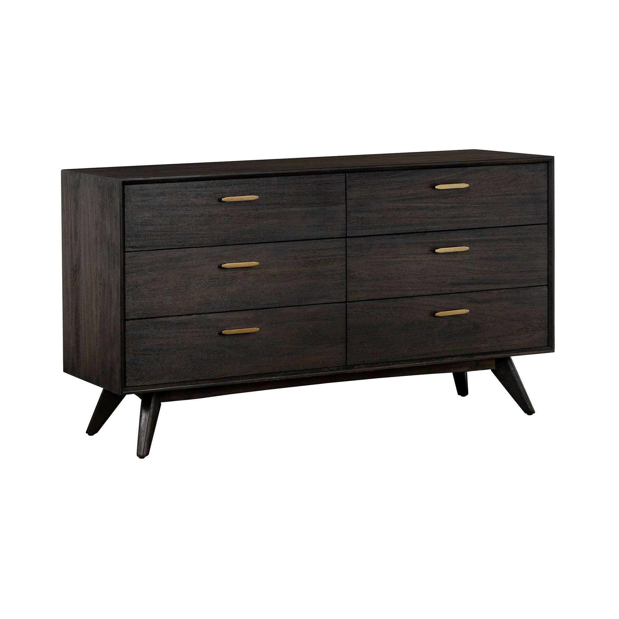 63" Brown Solid Wood Six Drawer Dresser