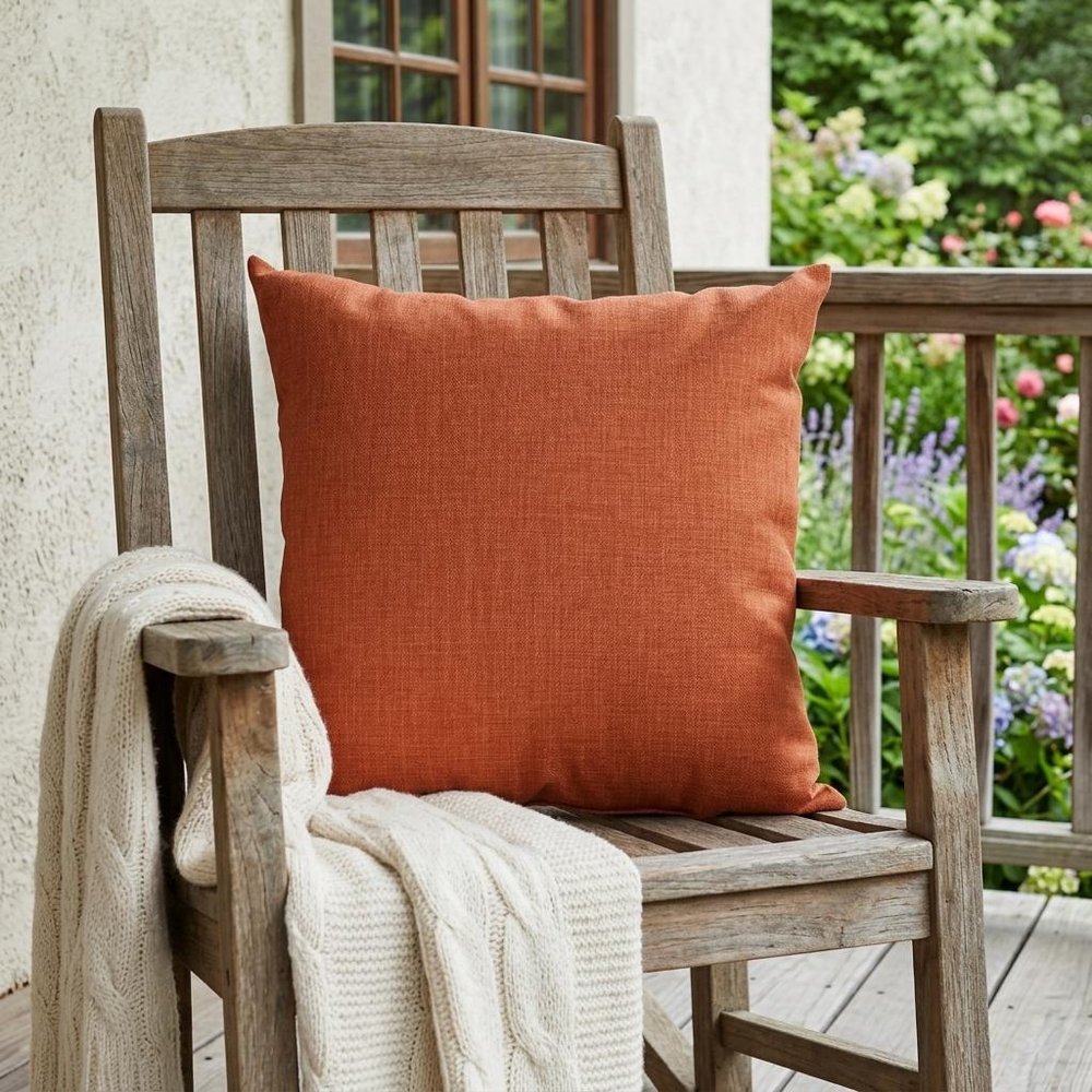 22" Orange Indoor Outdoor Throw Pillow