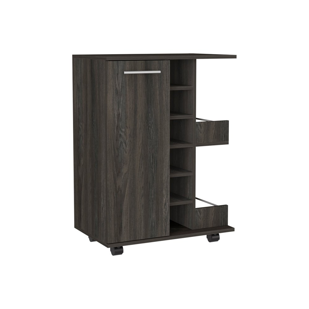 Set of Two Espresso and Black Wood Furniture Set