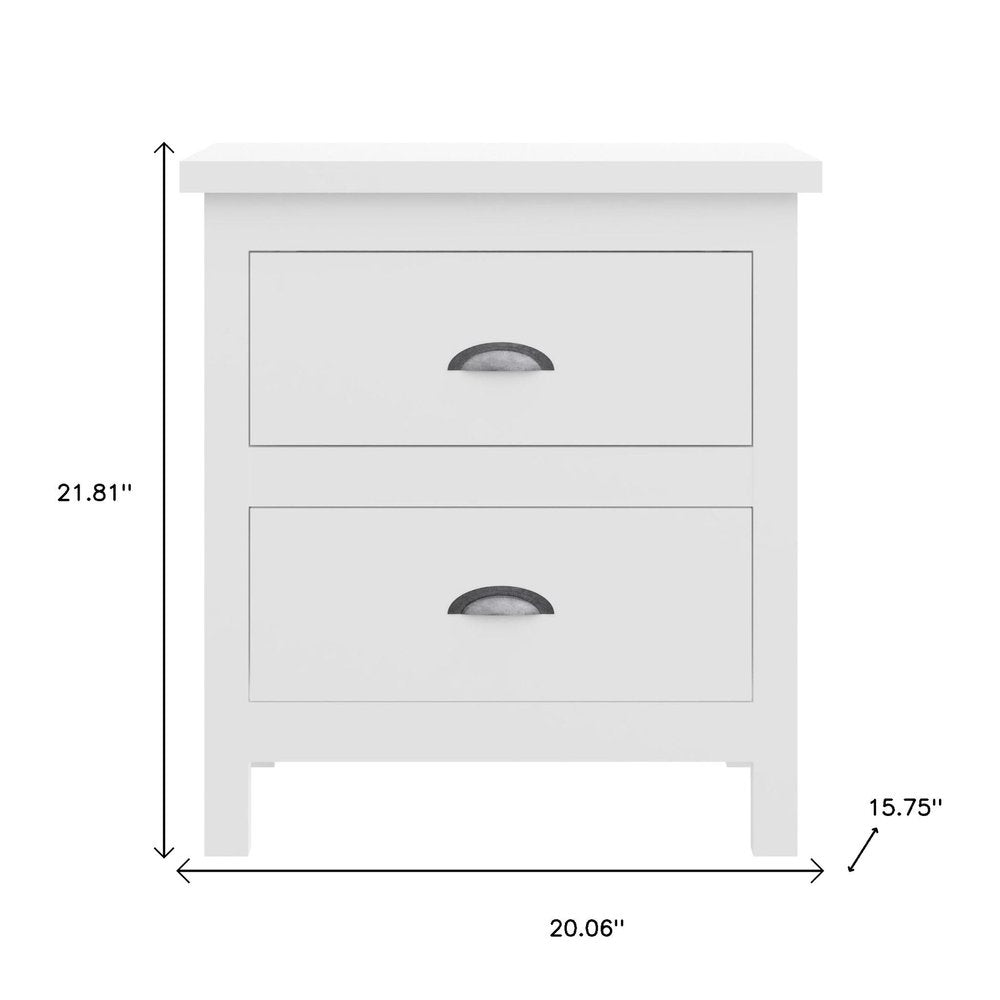 22" Solid Wood Two Drawer Nightstand