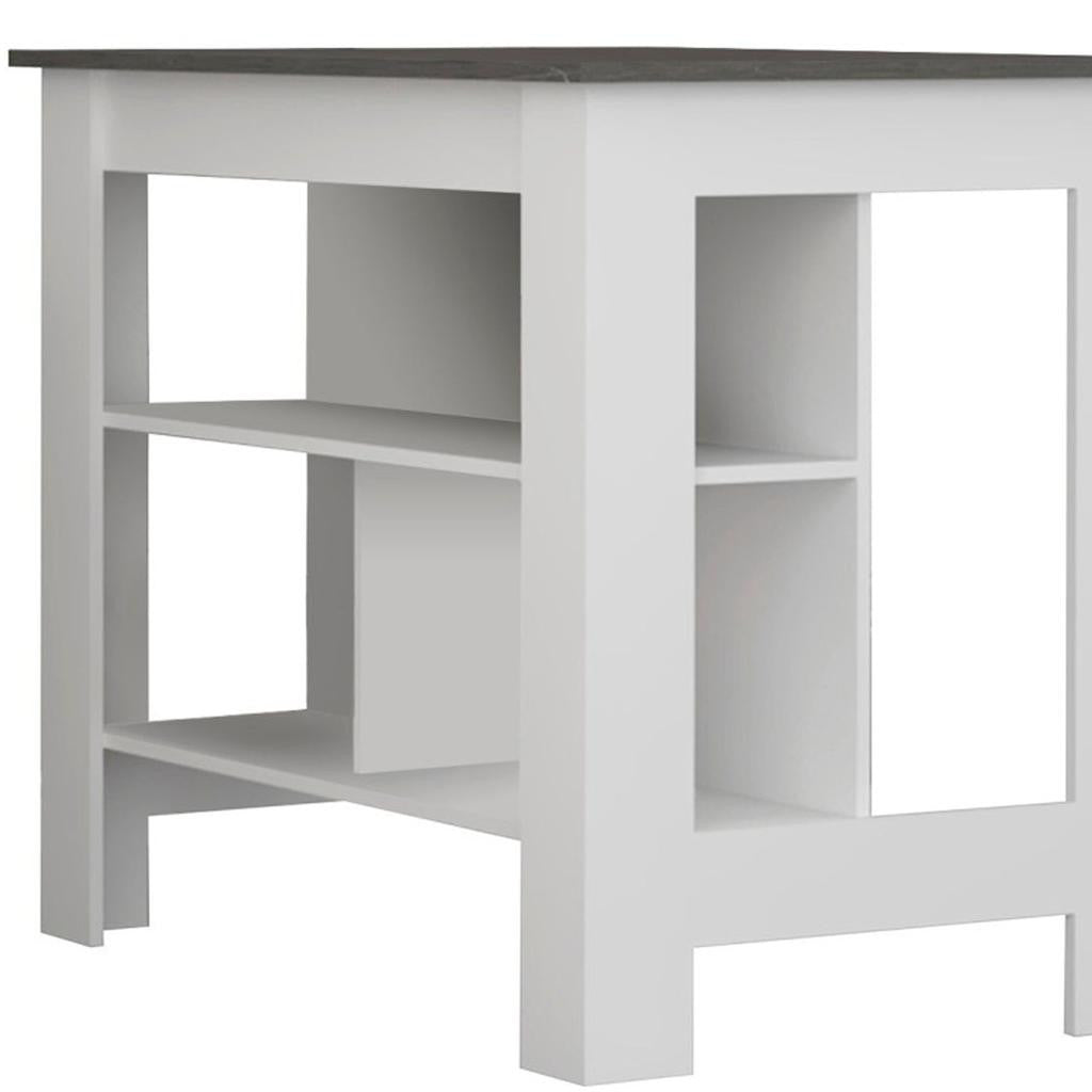 41" Dark Gray and White Wood Kitchen Island Set With Storage