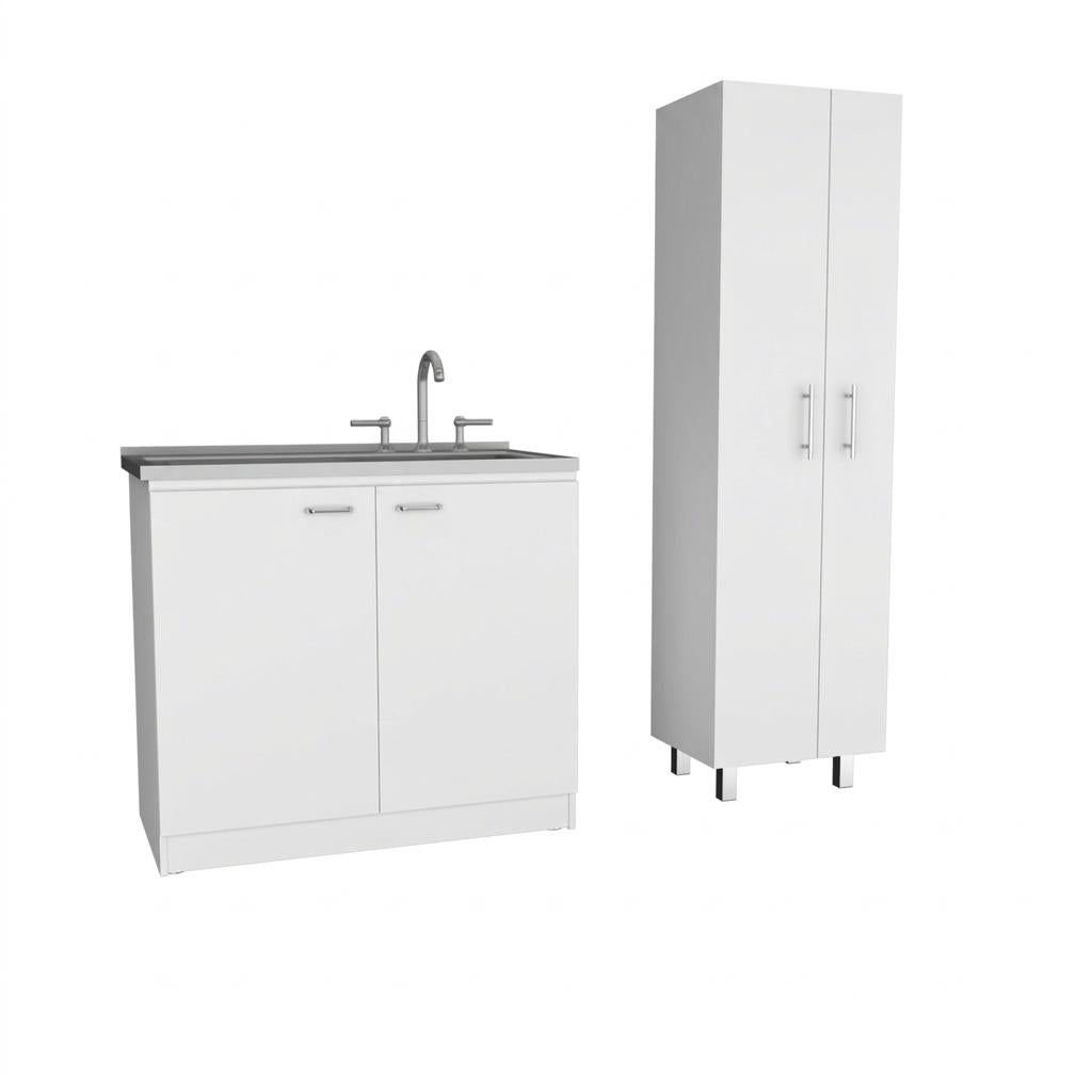 White 39" Kitchen Island Set