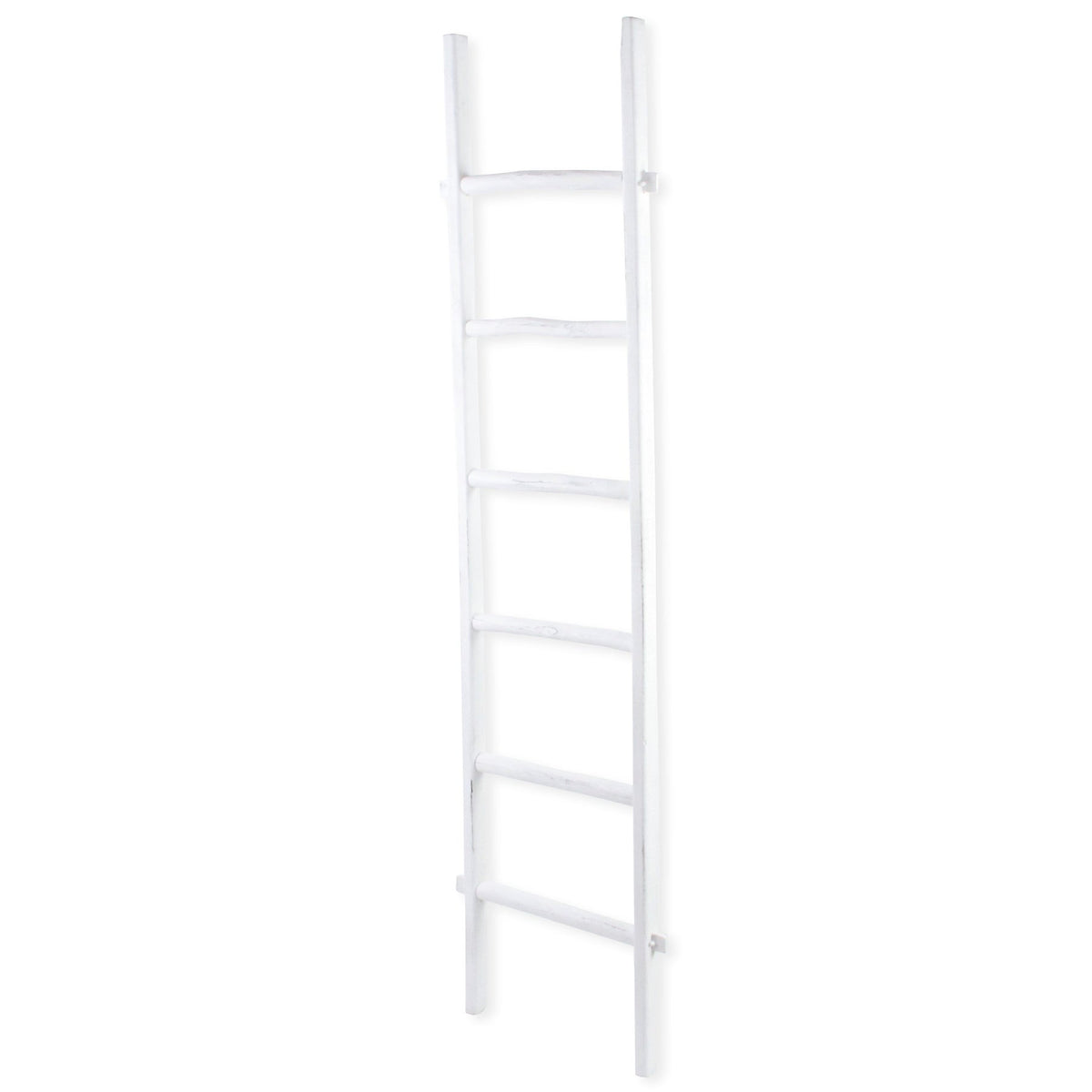 76" White Distressed Solid Wood Four Step Ladder Shelf