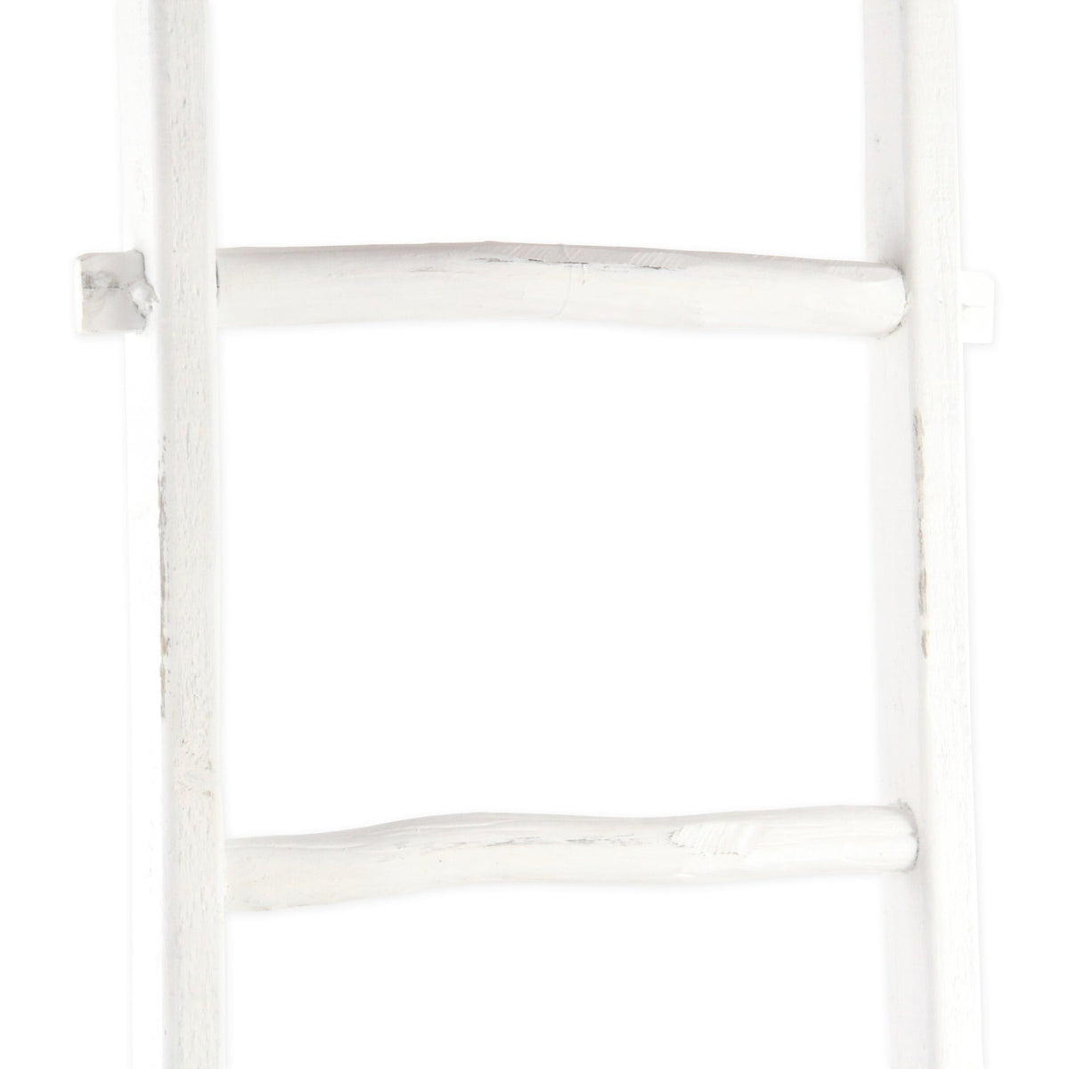 76" White Distressed Solid Wood Four Step Ladder Shelf