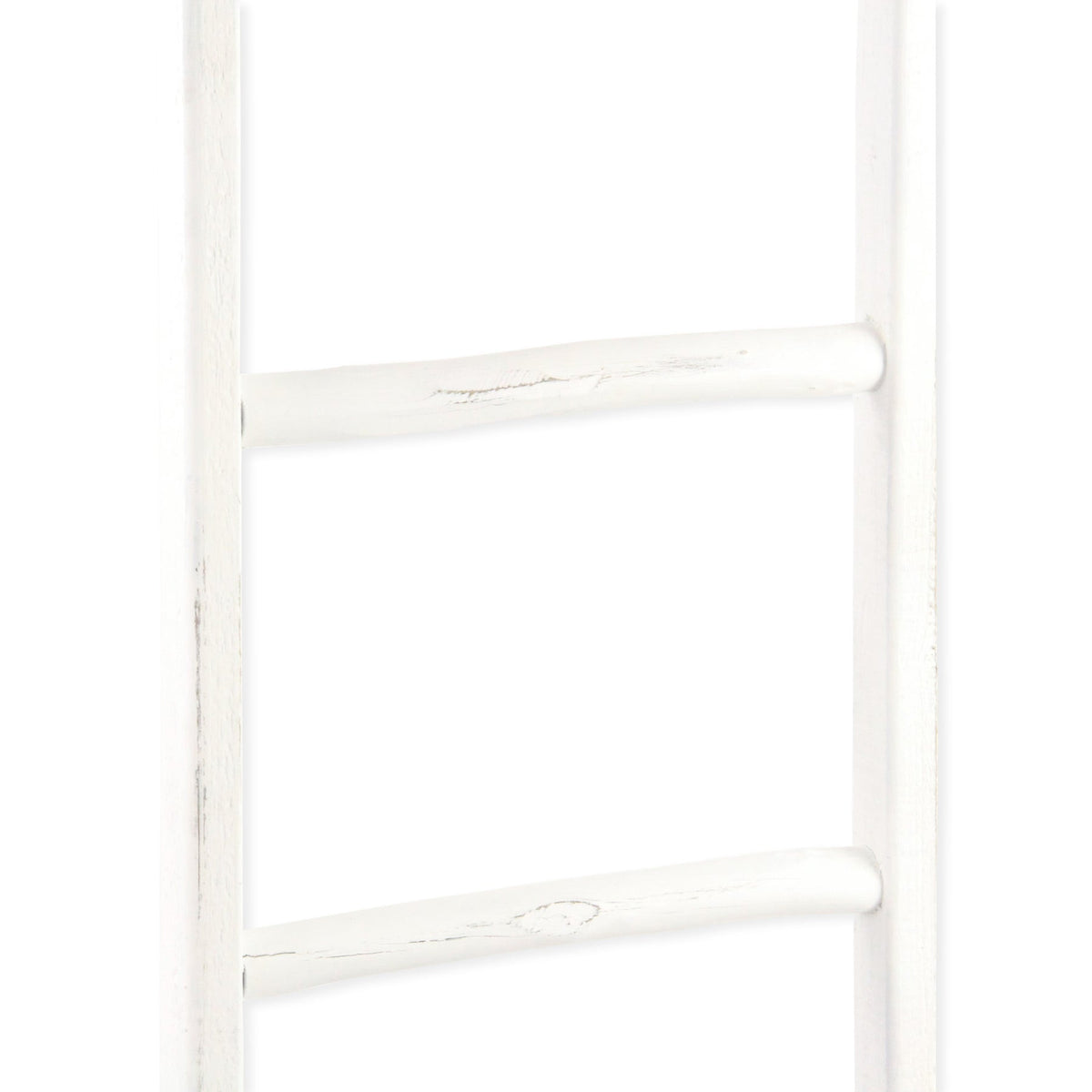 76" White Distressed Solid Wood Four Step Ladder Shelf