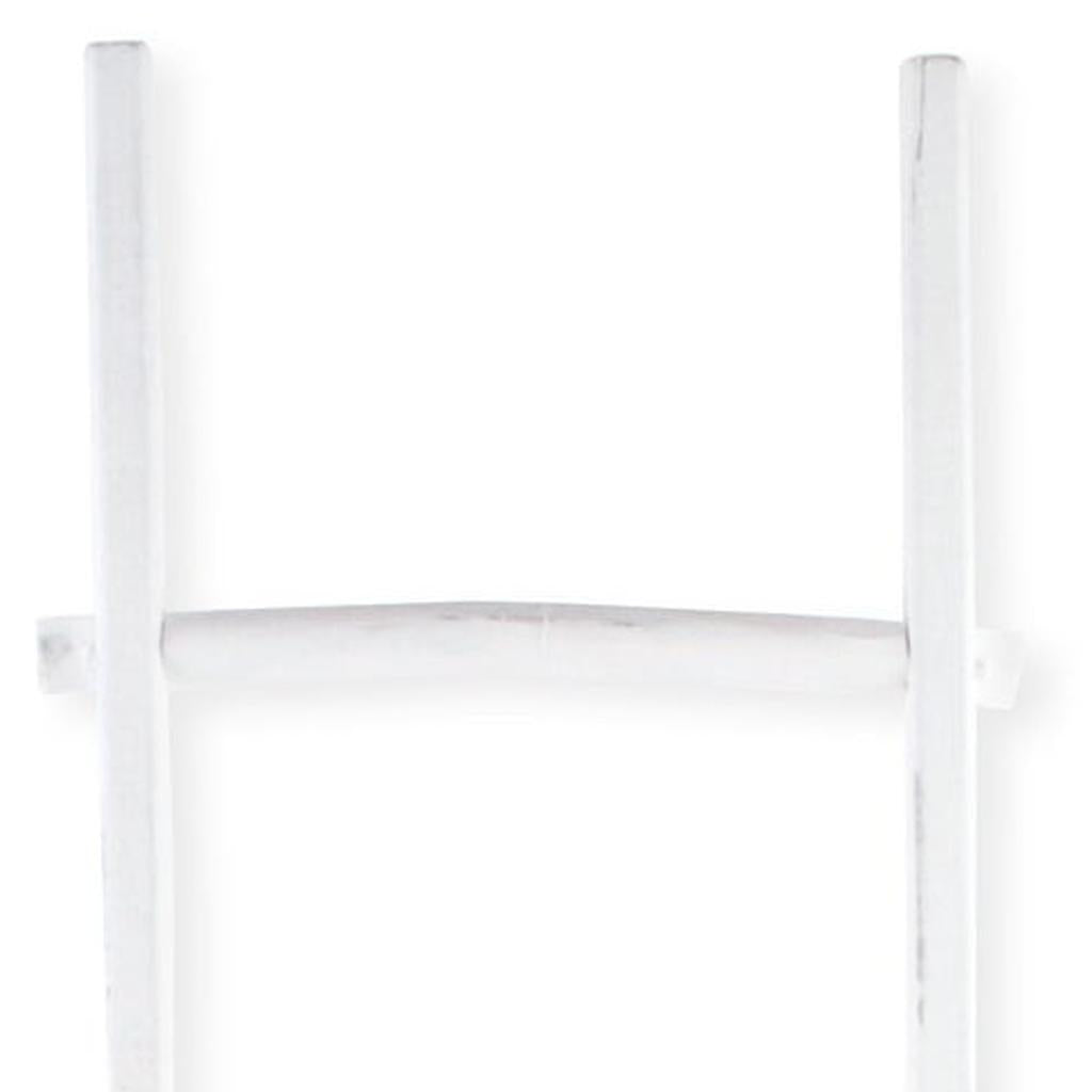 76" White Distressed Solid Wood Four Step Ladder Shelf