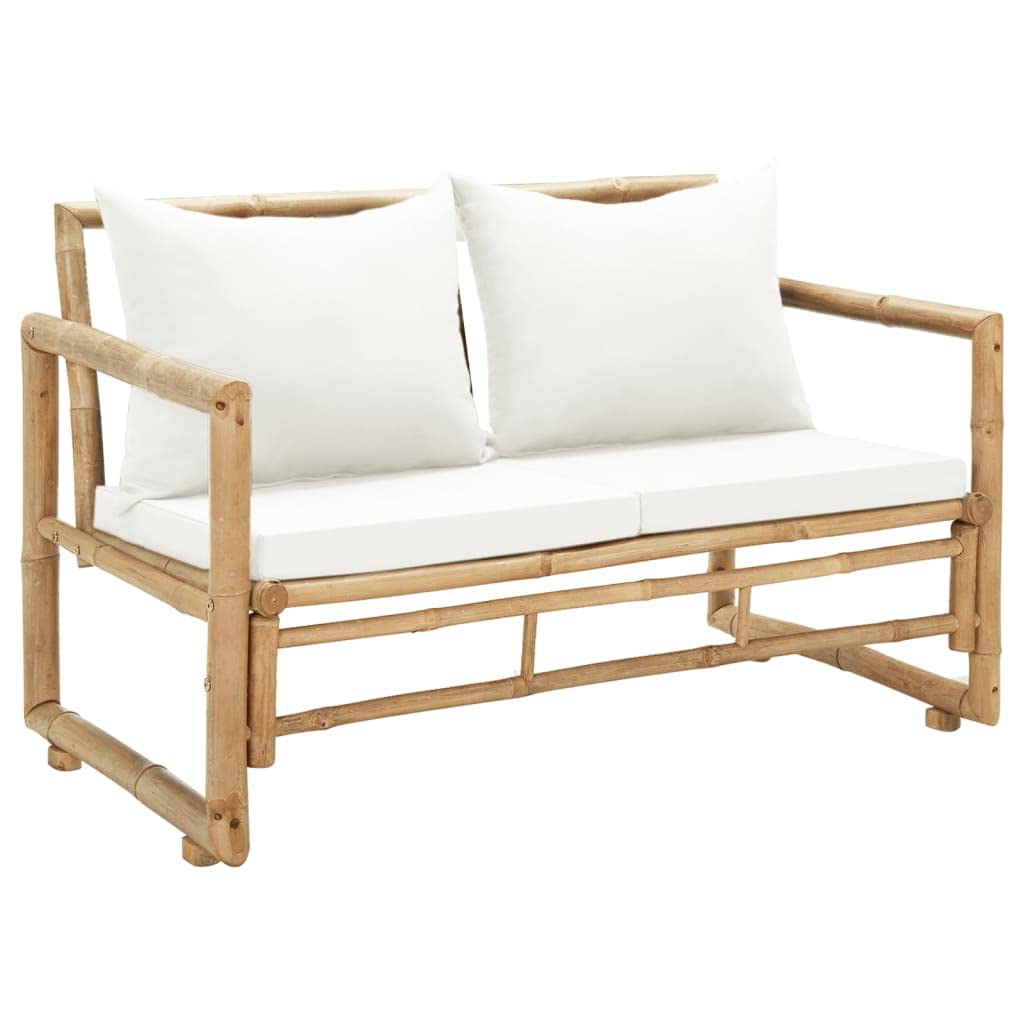 vidaXL Patio Loveseat 2 Seater Sofa with Cushions for Balcony Backyard Bamboo-0
