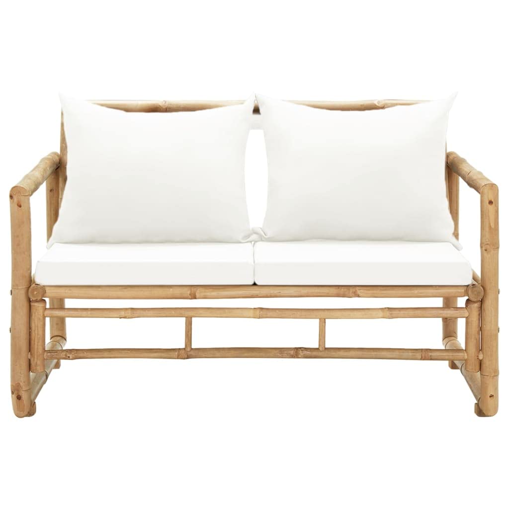 vidaXL Patio Loveseat 2 Seater Sofa with Cushions for Balcony Backyard Bamboo-1