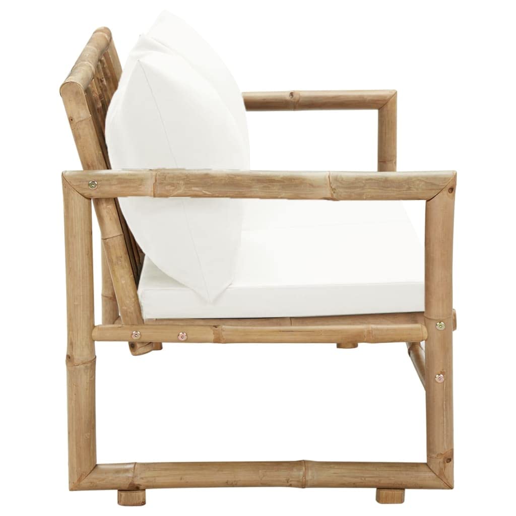 vidaXL Patio Loveseat 2 Seater Sofa with Cushions for Balcony Backyard Bamboo-2
