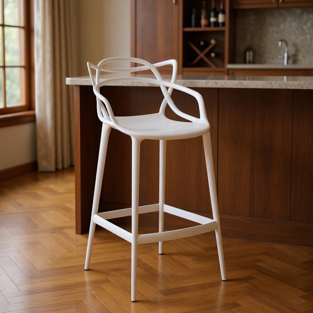 31" White Heavy Duty Plastic Bar Height Bar Chair