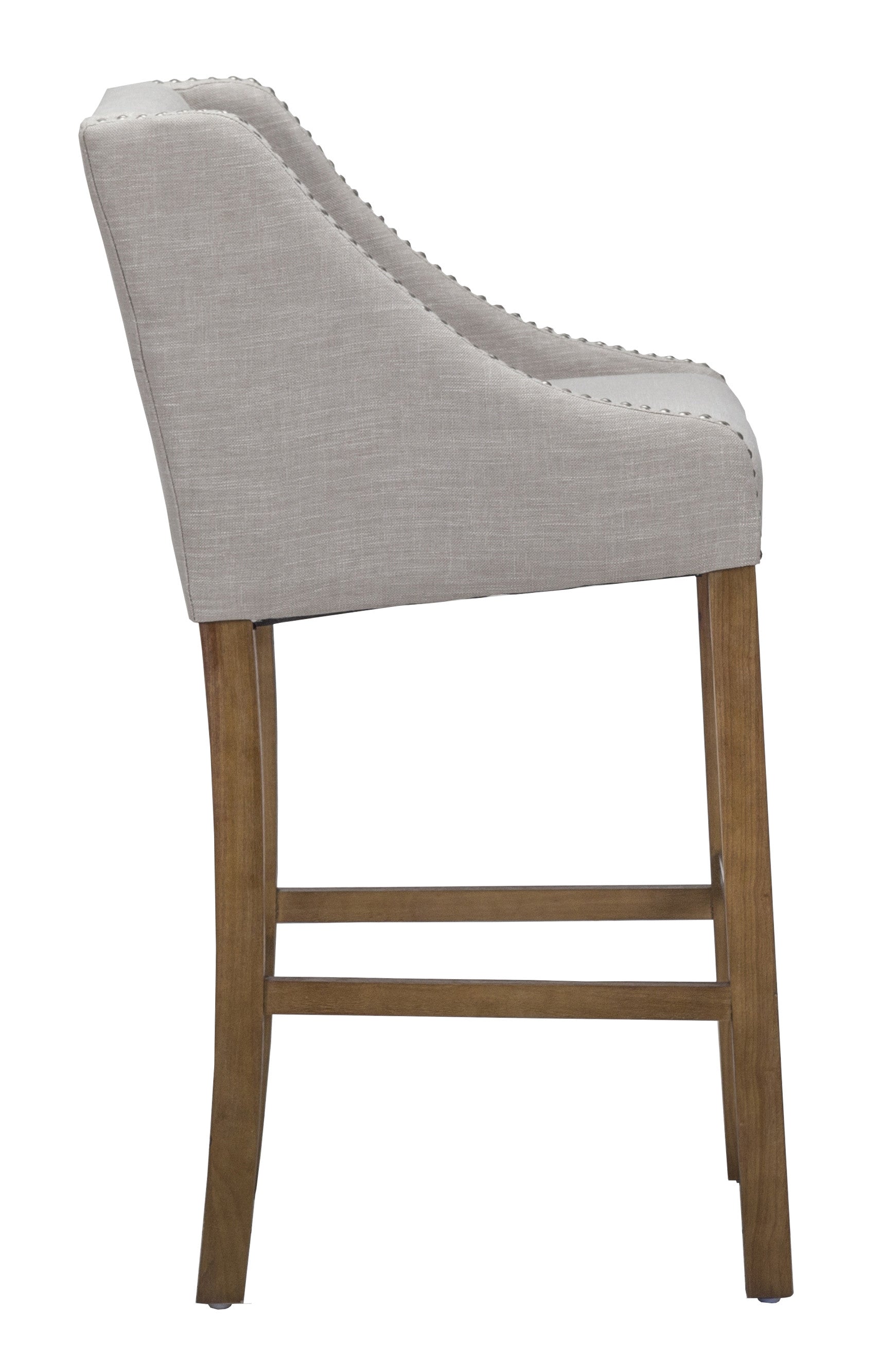 " Taupe Solid Wood Low Back Counter Height Bar Chair