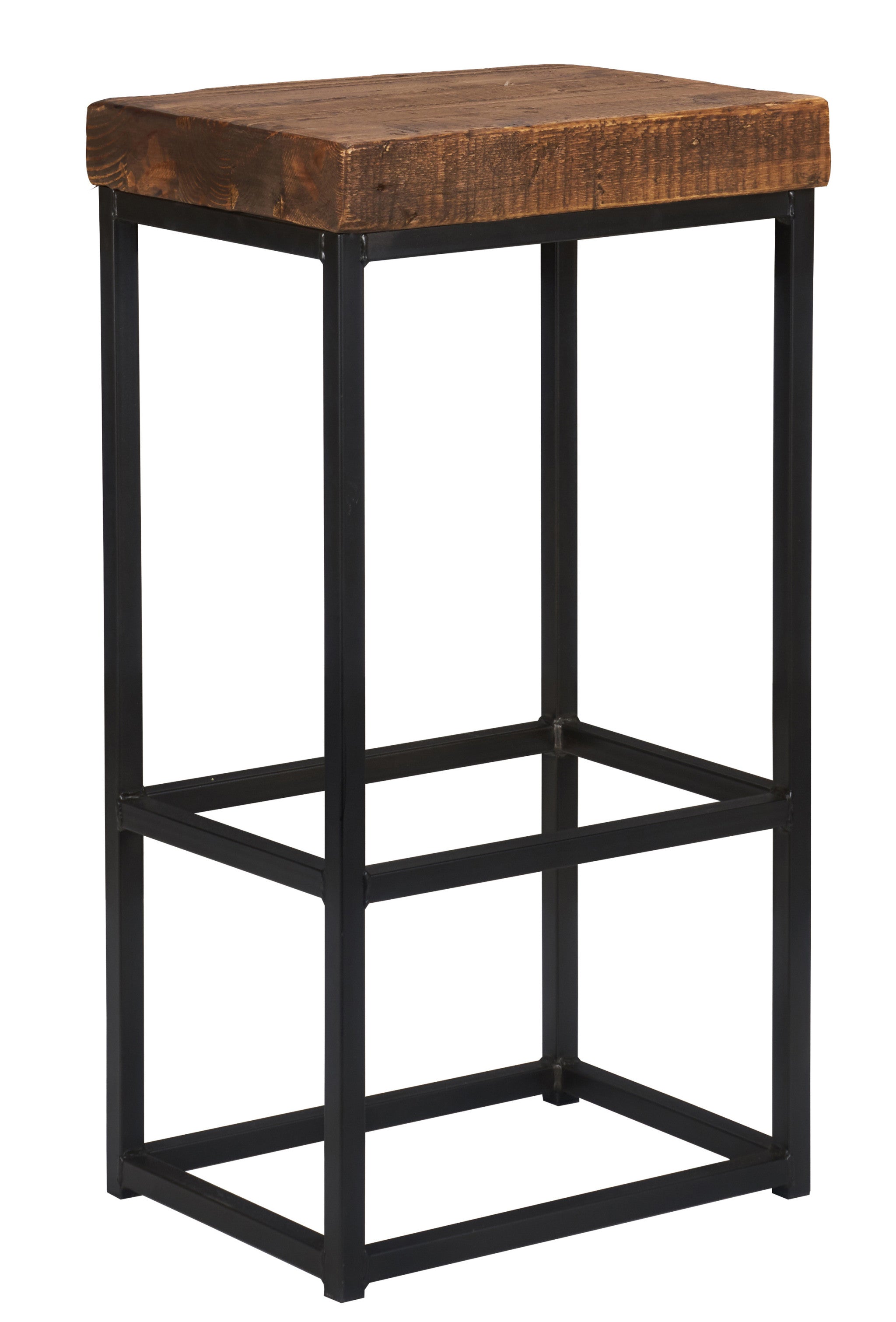 " Brown And Black Metal Backless Bar Height Bar Chair