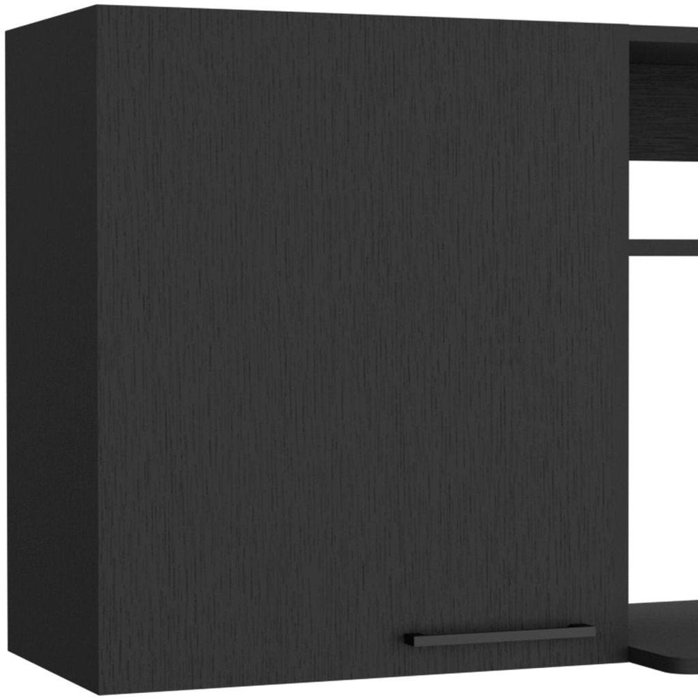 39" Black Wood Wall Mounted Accent Cabinet With Single Door