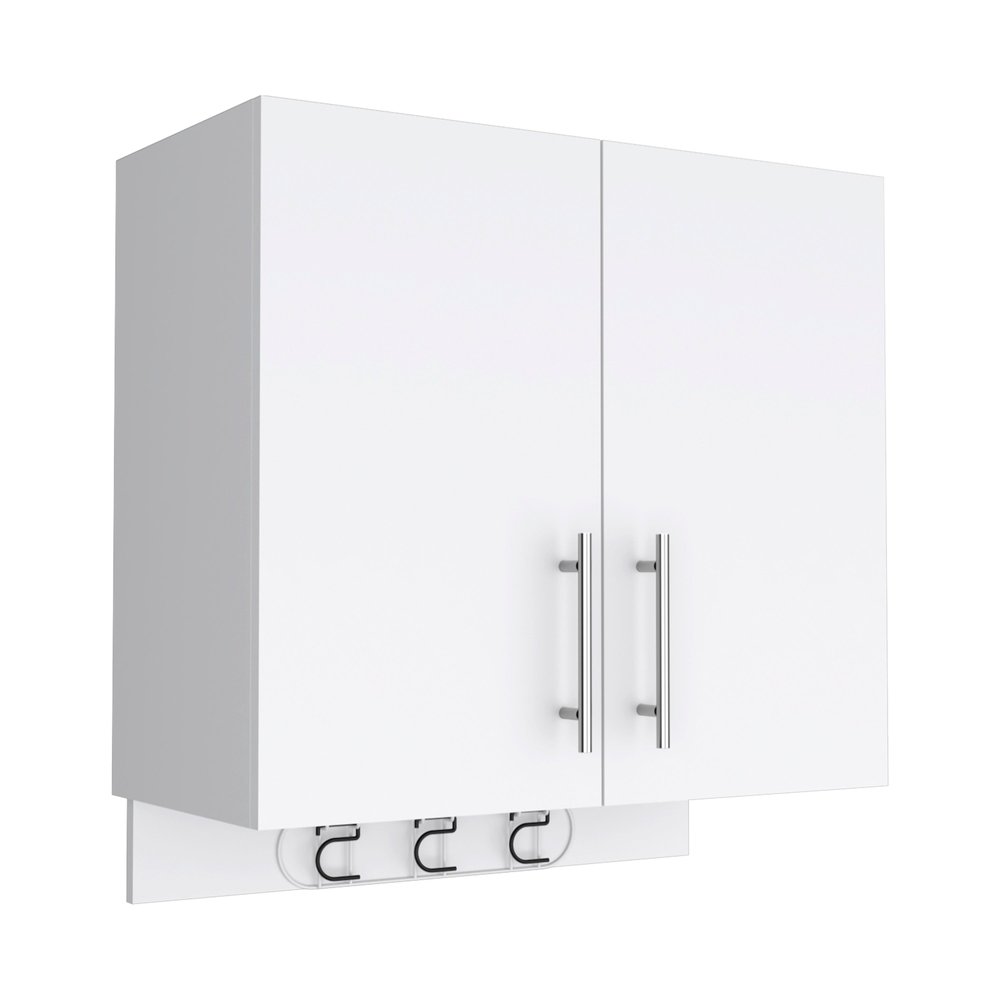 26" White Wood Floating Double Door Bathroom Vanity