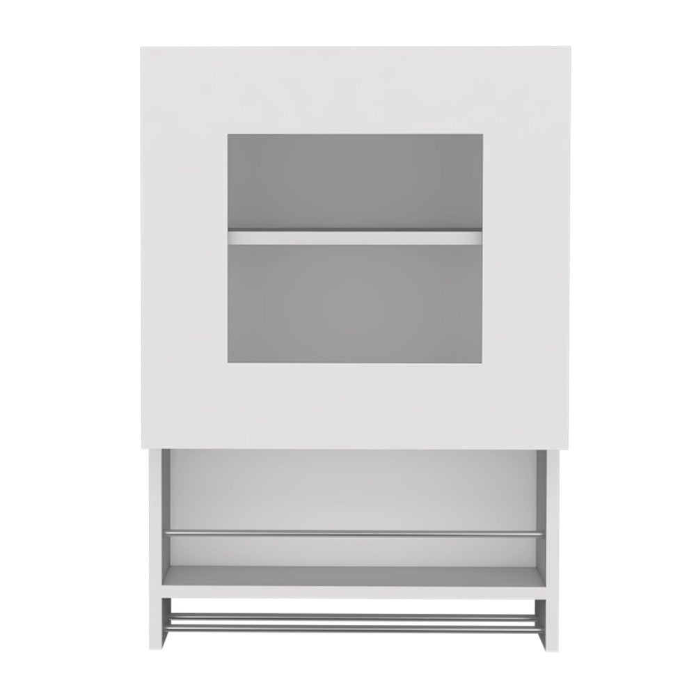 20" White Wood Wall Mounted China Cabinet With Single Door
