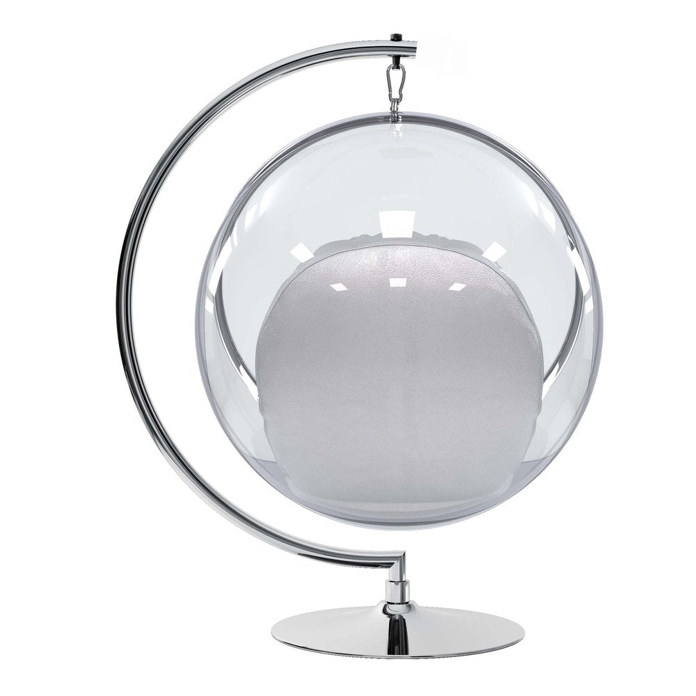 42" Silver Faux Leather Balloon Chair