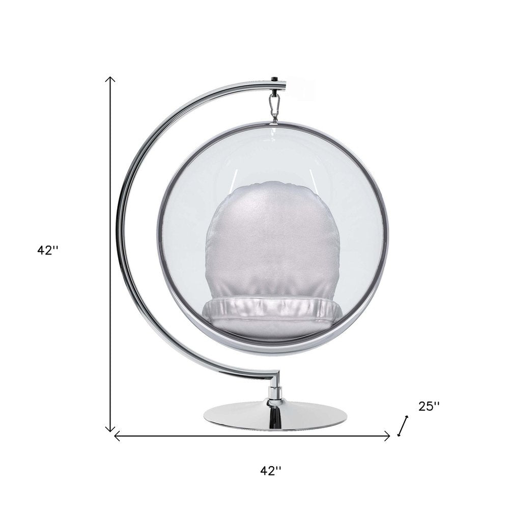 42" Silver Faux Leather Balloon Chair