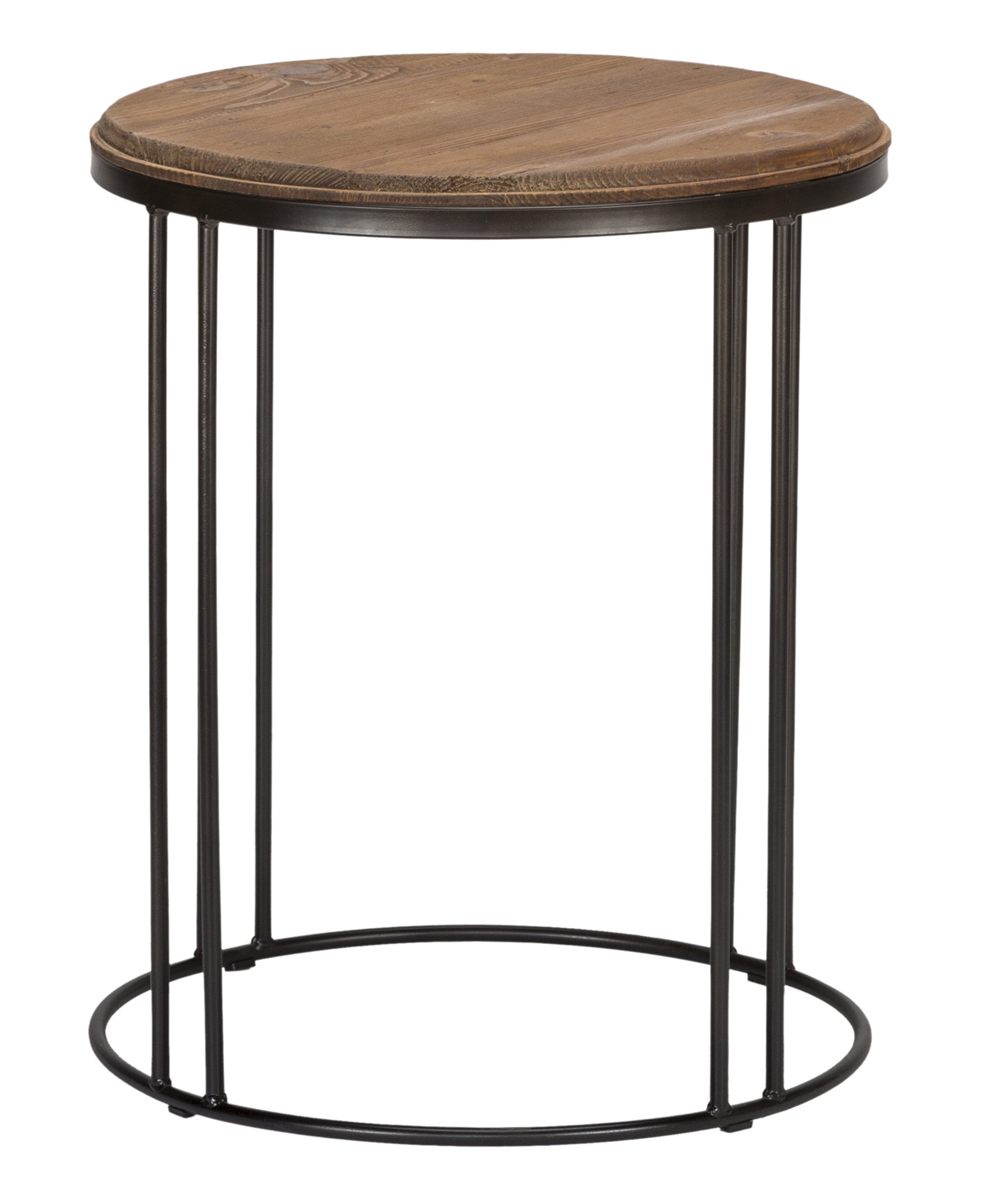 24" Black Solid Wood Round End Table