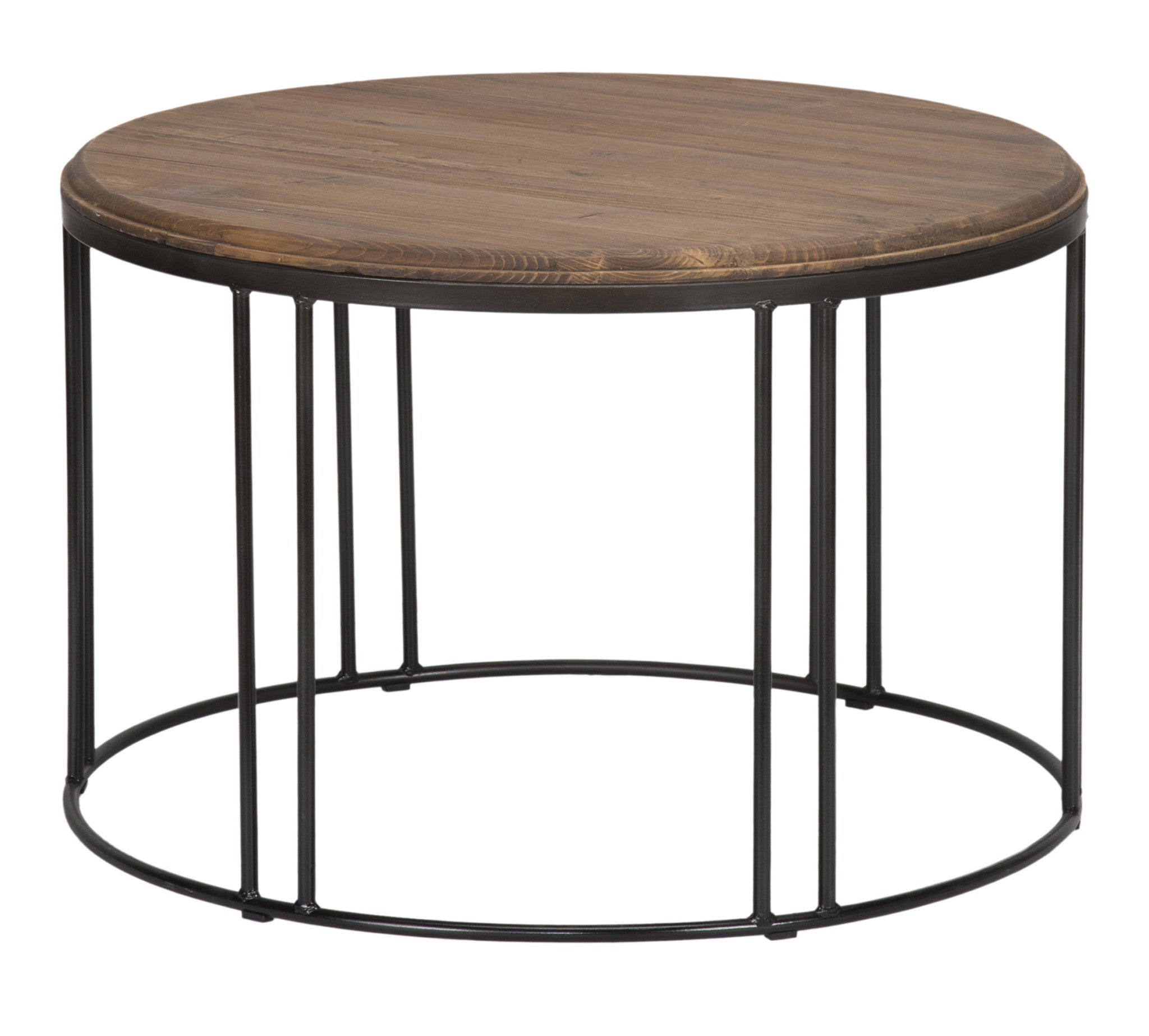 28" Brown And Black Solid Wood Round Distressed Coffee Table