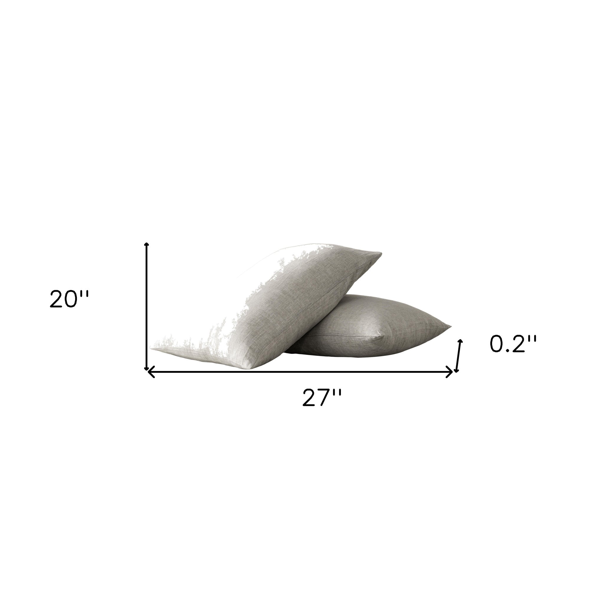 Set of Two Light Gray Linen Standard Pillowcases