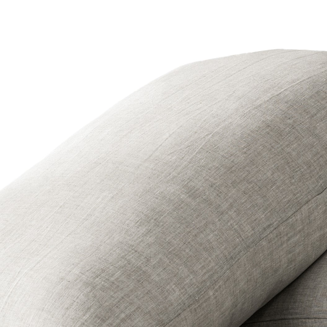 Set of Two Light Gray Linen Standard Pillowcases