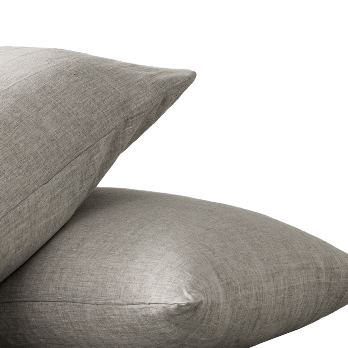Set of Two Light Gray Linen Standard Pillowcases