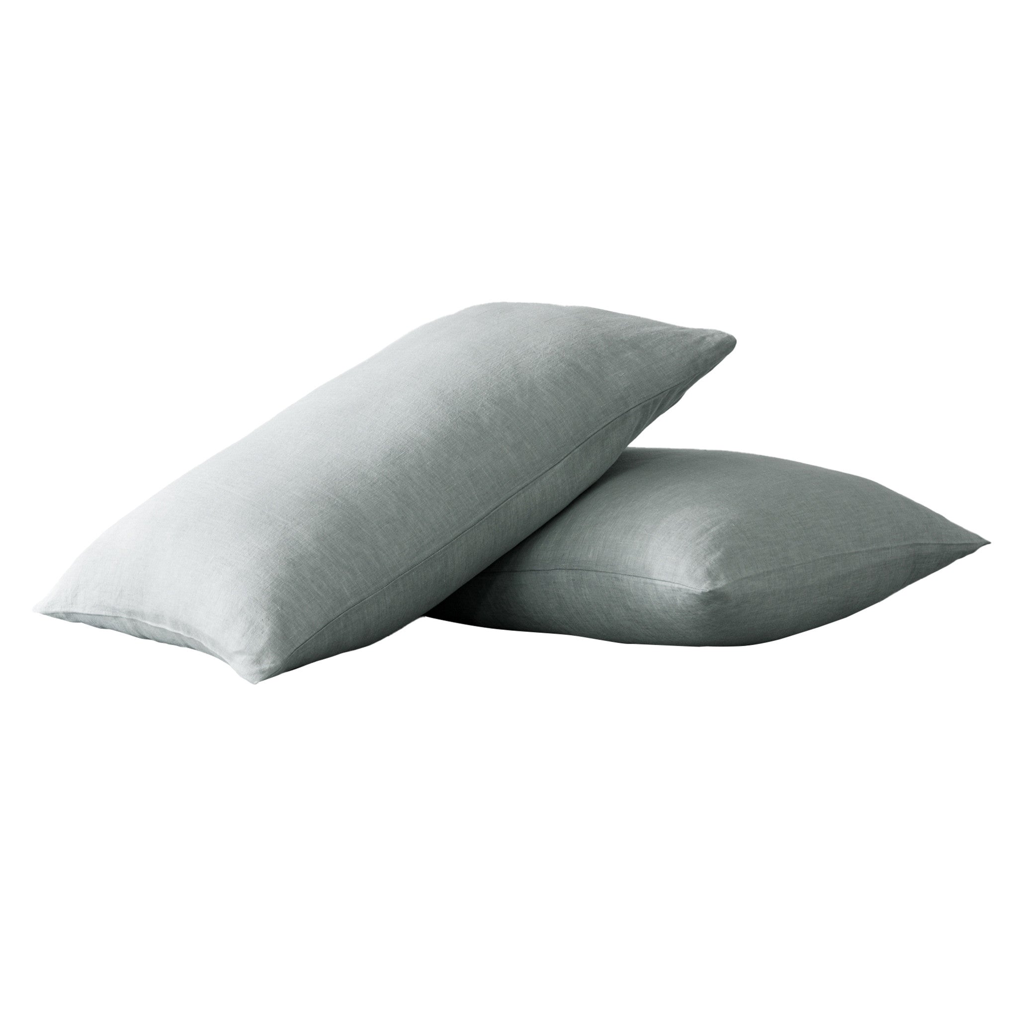 Set of Two Blue Linen Standard Pillowcases