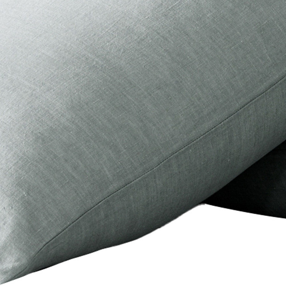 Set of Two Blue Linen Standard Pillowcases